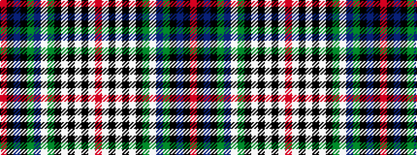 idealised woven sample of pattern RKBKGBWGKWKWKWR