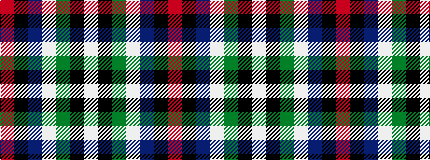 idealised woven sample of pattern RKBWGKW