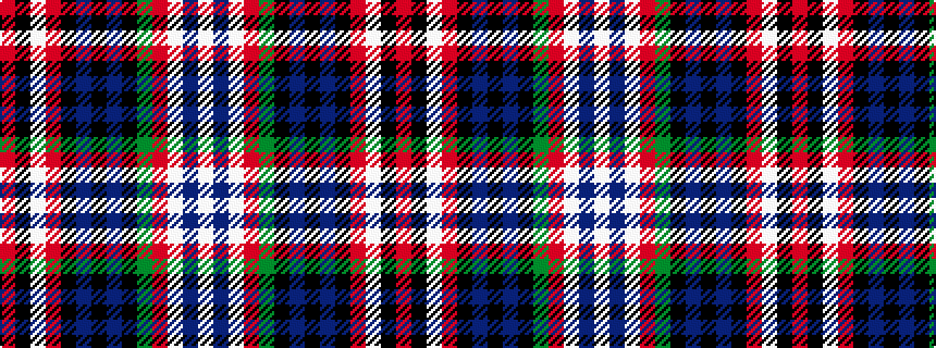 idealised woven sample of pattern RKWRKBKBKGRWBW