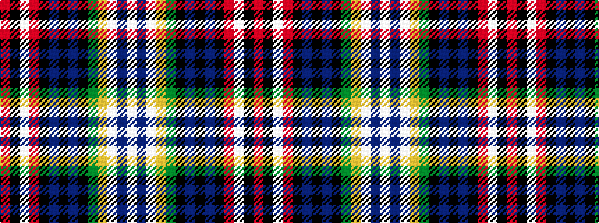 idealised woven sample of pattern RKWRKBKBKGYWBW
