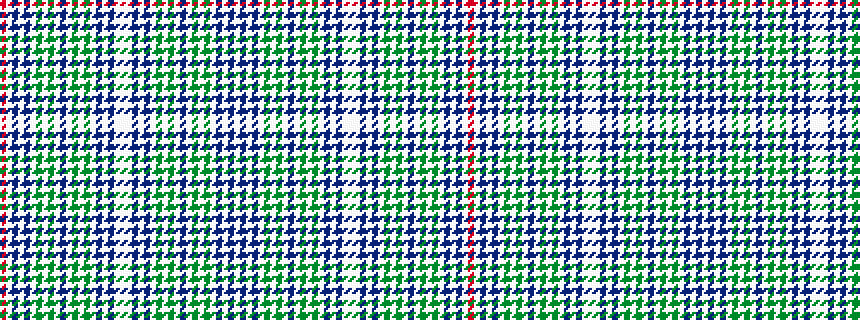 idealised woven sample of pattern RWBWBWGWGWBWGWGWBWBWWWBWBWGWGWBWGWGWBWBW