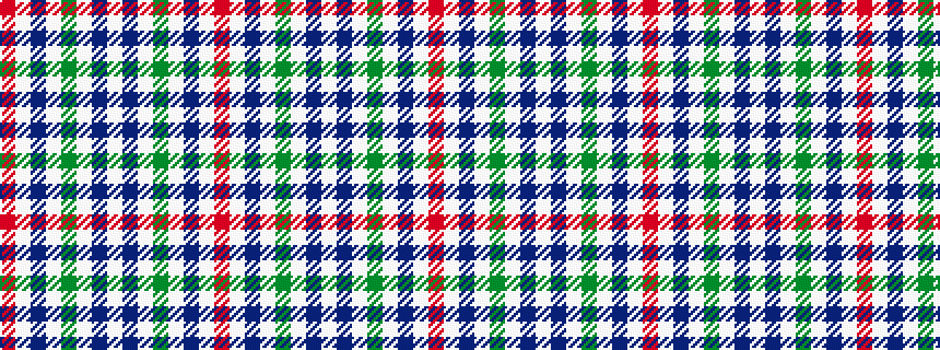 idealised woven sample of pattern RWBWGWBWBWGWBWR