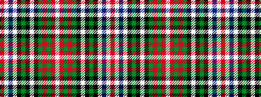 idealised woven sample of pattern RWBWKGKWKGRGRW