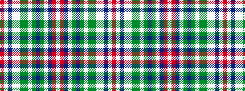 idealised woven sample of pattern RWBWWGGWGBGWBRW