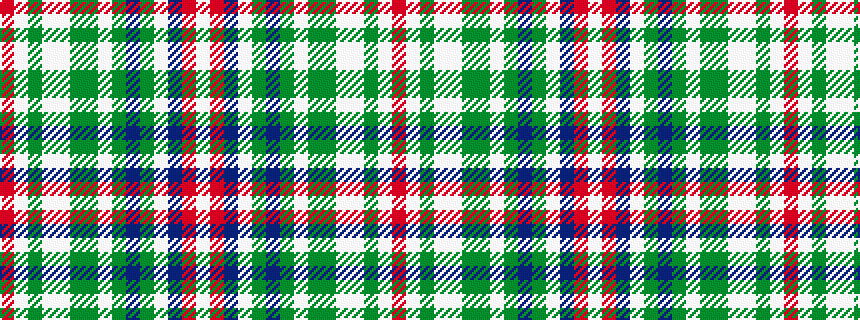 idealised woven sample of pattern RWGWWGGWGBGWBRW