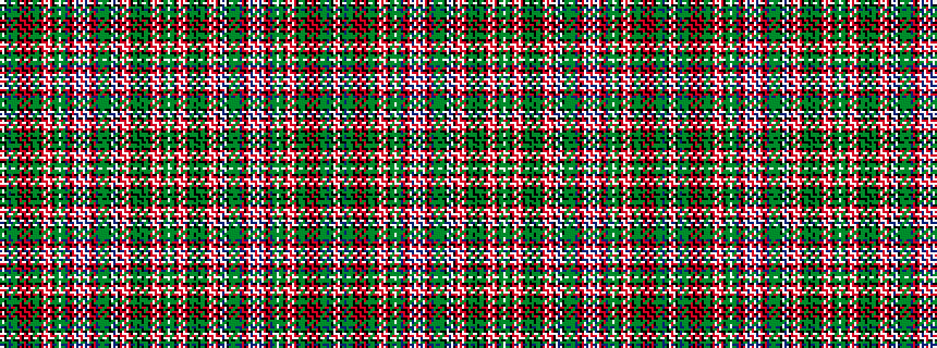 idealised woven sample of pattern RWKGBGGGKRKRKRKGGGKRWRWRKGGWGGBRKRWBWRWBWRKRBGGGGGKWBWKRWRWRKGGKGKGGKRWRWRKGGW