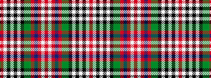 idealised woven sample of pattern RWKWKWKGGRBRWR