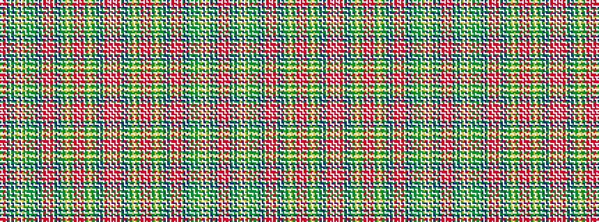 idealised woven sample of pattern RWRRWBGWGBWGYWBWYGWGGWGGWGBWBGWRRWRWRRWGBWBGWGGYWYGGWRRWRWRRWGGYWYGGWGBWBGWRRWRWR