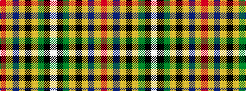 idealised woven sample of pattern RYBYKYGKW