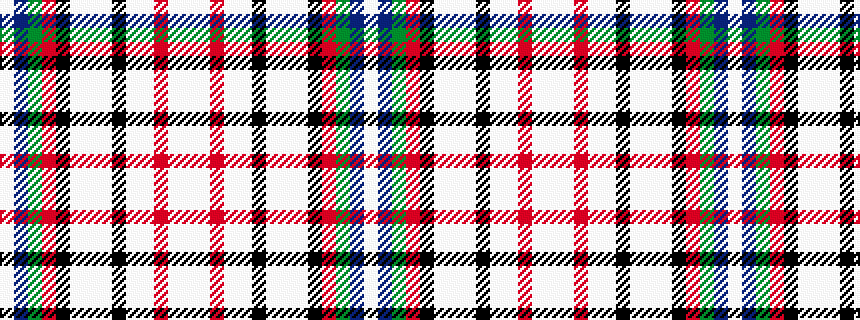 idealised woven sample of pattern WBGRKWWWKWWRWW