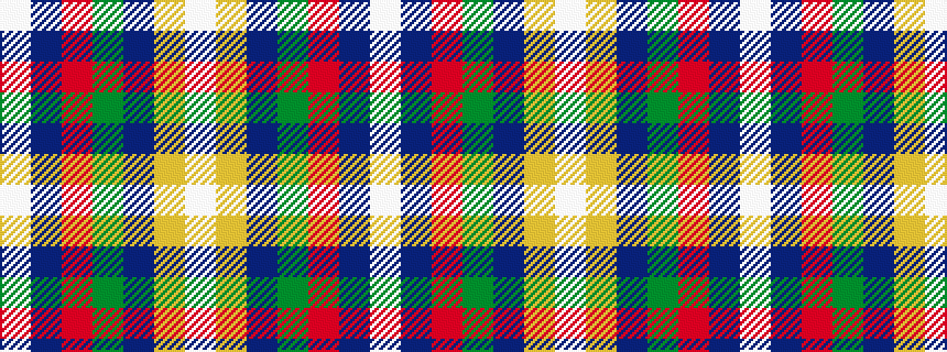 idealised woven sample of pattern WBRGBYW