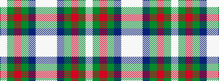 idealised woven sample of pattern WGRGBWW
