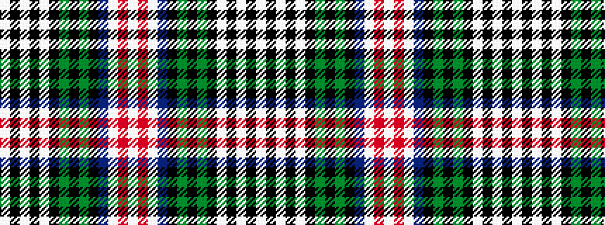 idealised woven sample of pattern WKWKWKGKGKBWRW