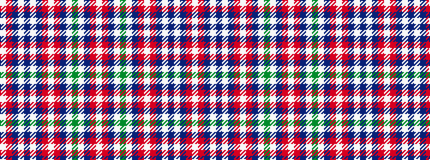idealised woven sample of pattern WRBWBWBRWRBWGWBRW