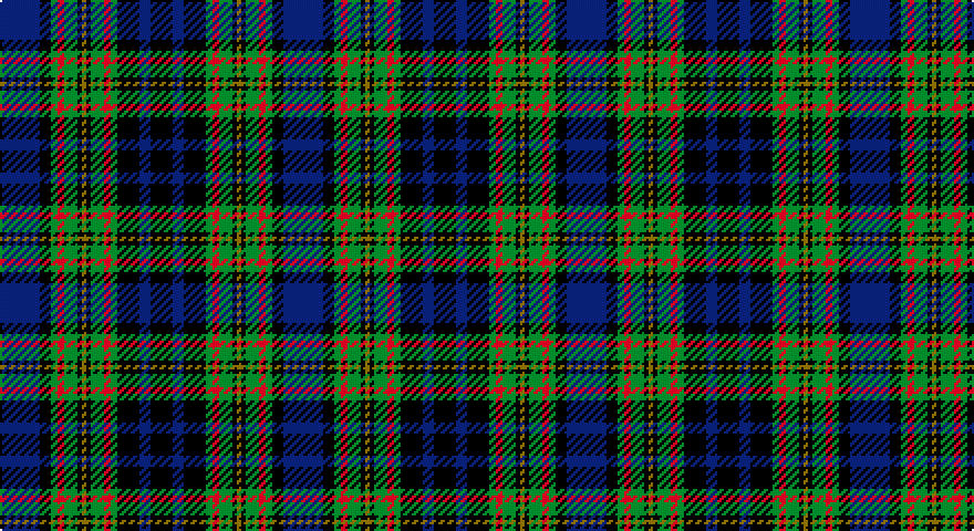DB/18 K5 G3 R3 G6 K2 Y2 K2 G6 R3 G3 K10 DB5 K/10 tartan